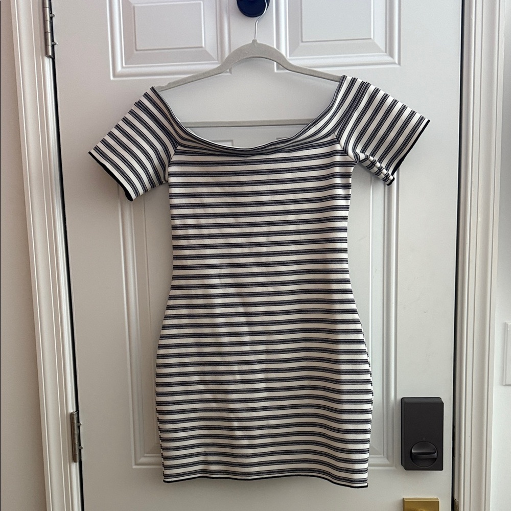Zara Black and White Striped Mini Dress